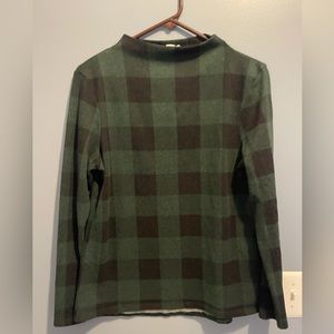 Women’s, green plaid mock turtleneck sweater